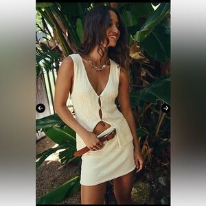 FREE PEOPLE Rhea Sweater Skirt Set - Coconut Milk Size Medium NWOT Retail $78